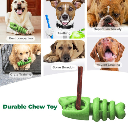 Bully Stick Holder for Dogs - Anti Choking Device for Large & Medium Dogs, 3-in-1 Durable Chew Toy with Peanut Butter Grooves, Durable Dog Toys for Aggressive Chewers