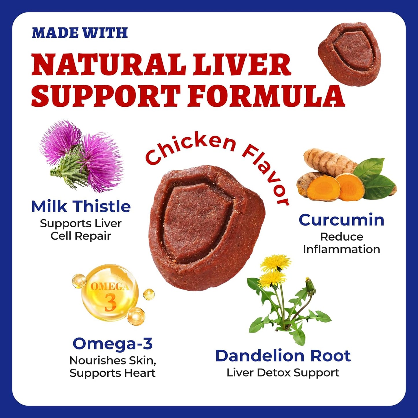 260 Bites Wellix Liver Support for Dogs - Milk Thistle for Dog Liver Supplements with Omega-3 - Supports Heart & Antioxidant for Large,Small Breed Fogs -Chicken Flavor