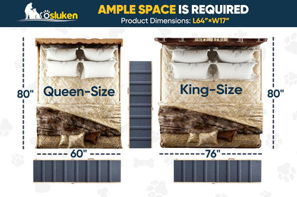 Dog Ramp for Bed with Rails, 64" Long Foldable Pet Ramp for Small Large Dogs, Dog Ramps for High Beds with Safety Side Railng, 6 Adjustable Heights 24" to 30" Up to 220LBS (Gray, 64" X 17inch)