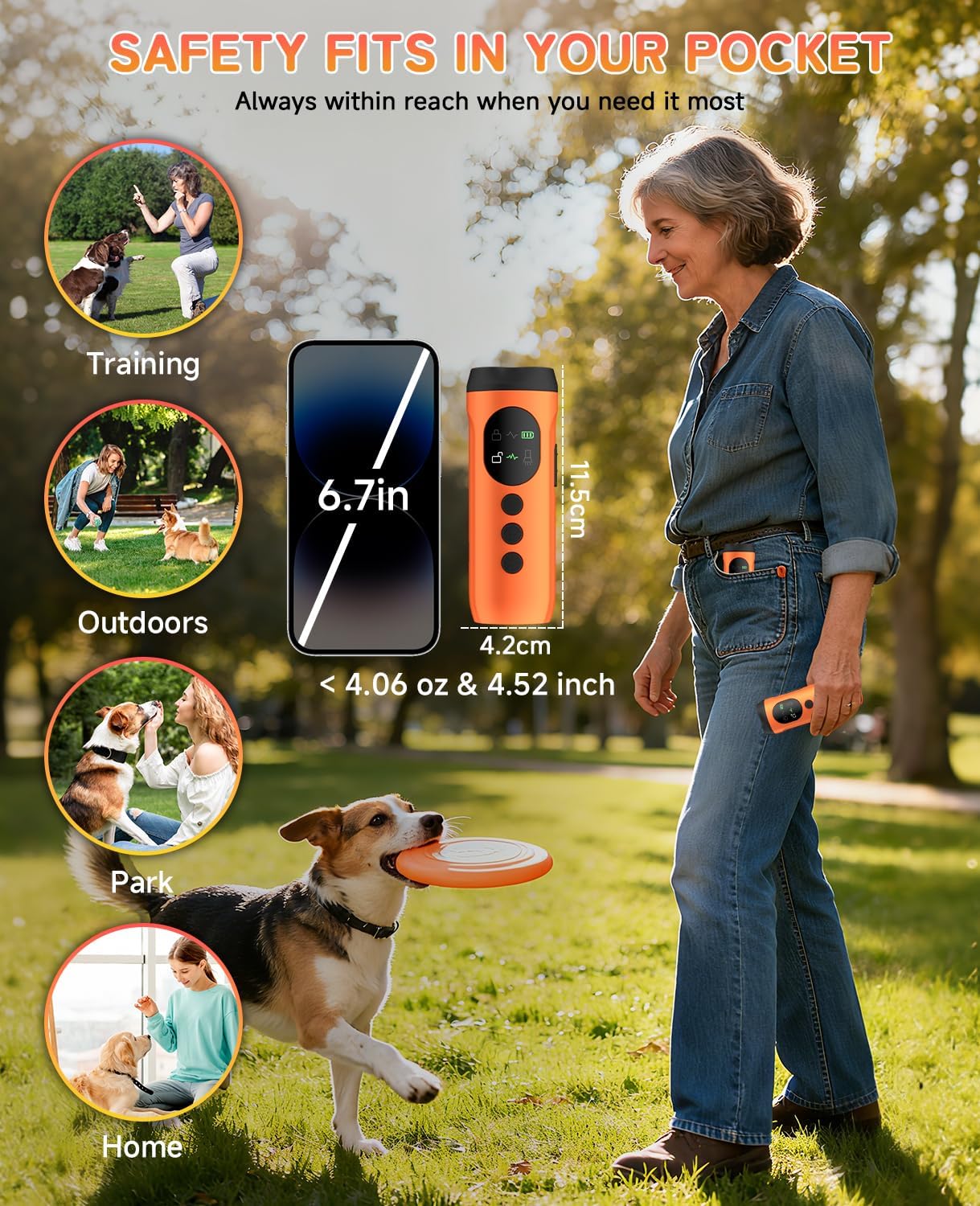 3X Ultrasonic Dog Bark Deterrent, 50ft Long Range Anti Barking Device for Stubborn & Neighbor's Dog, Rechargeable Behavior Training Tool with Flashlight, Safe Humane for Indoor Outdoor Use