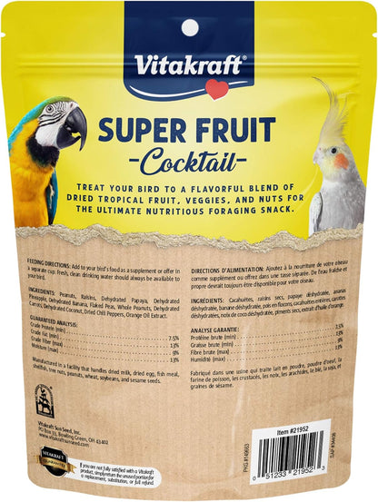 Vitakraft Fresh Super Fruit Cocktail - Tropical Parrot Fruit Blend - Parrot and Parakeet Treats 1.25 Pound (Pack of 1)
