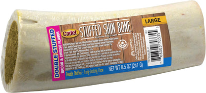 Cadet Stuffed Shin Bone, Long-Lasting Dog Chew Bones for Aggressive Chewers, High Protein Filled Bone Dental Chew for Dogs, Bacon & Cheese Flavor Filling, 5-6" for Large Dogs