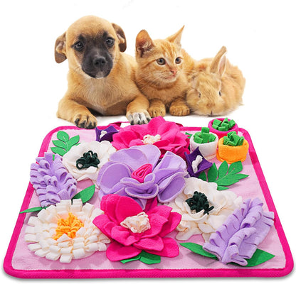 Snuffle Mat for Dogs,Dog Feeding Mat Sniff Mat Interactive Dog Puzzle Mat for Training and Stress Relief Encourages Natural Foraging Skills (Pink)