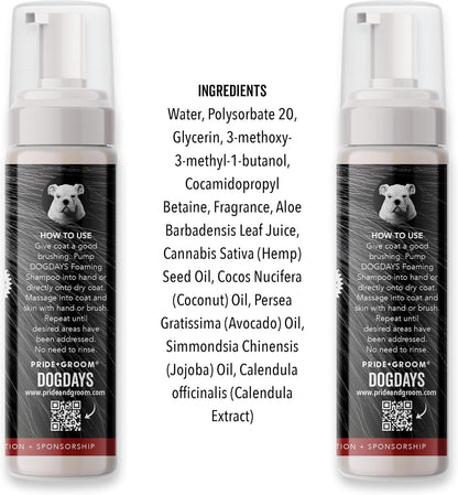 Pride and Groom DogDays No Rinse Quick Cleaning Shampoo | Waterless Foaming Dry Shampoo for Dogs & Cats | Odor-Eliminating, Hypoallergenic Pet Cleanser | 8 fl oz | Made in USA