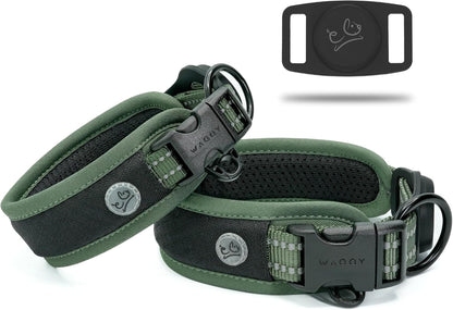 Premium AirTag Dog Collar - Aitag Dog Collar Holder – Reflective AirMesh Padded, Heavy-Duty Quick-Release Dog Collar, Adjustable Secure Fit - Small Medium Large Dogs (Green, XS)