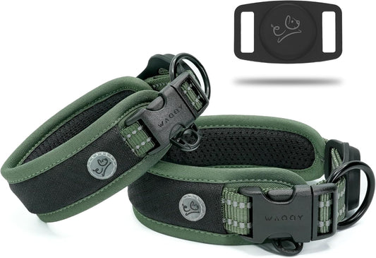 Premium AirTag Dog Collar - Aitag Dog Collar Holder – Reflective AirMesh Padded, Heavy-Duty Quick-Release Dog Collar, Adjustable Secure Fit - Small Medium Large Dogs (Green, XS)