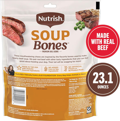 Nutrish Soup Bones Premium Dog Chews with Real Beef and Barley, 11 Chews, Packaging May Vary (Rachael Ray) (Pack of 2)