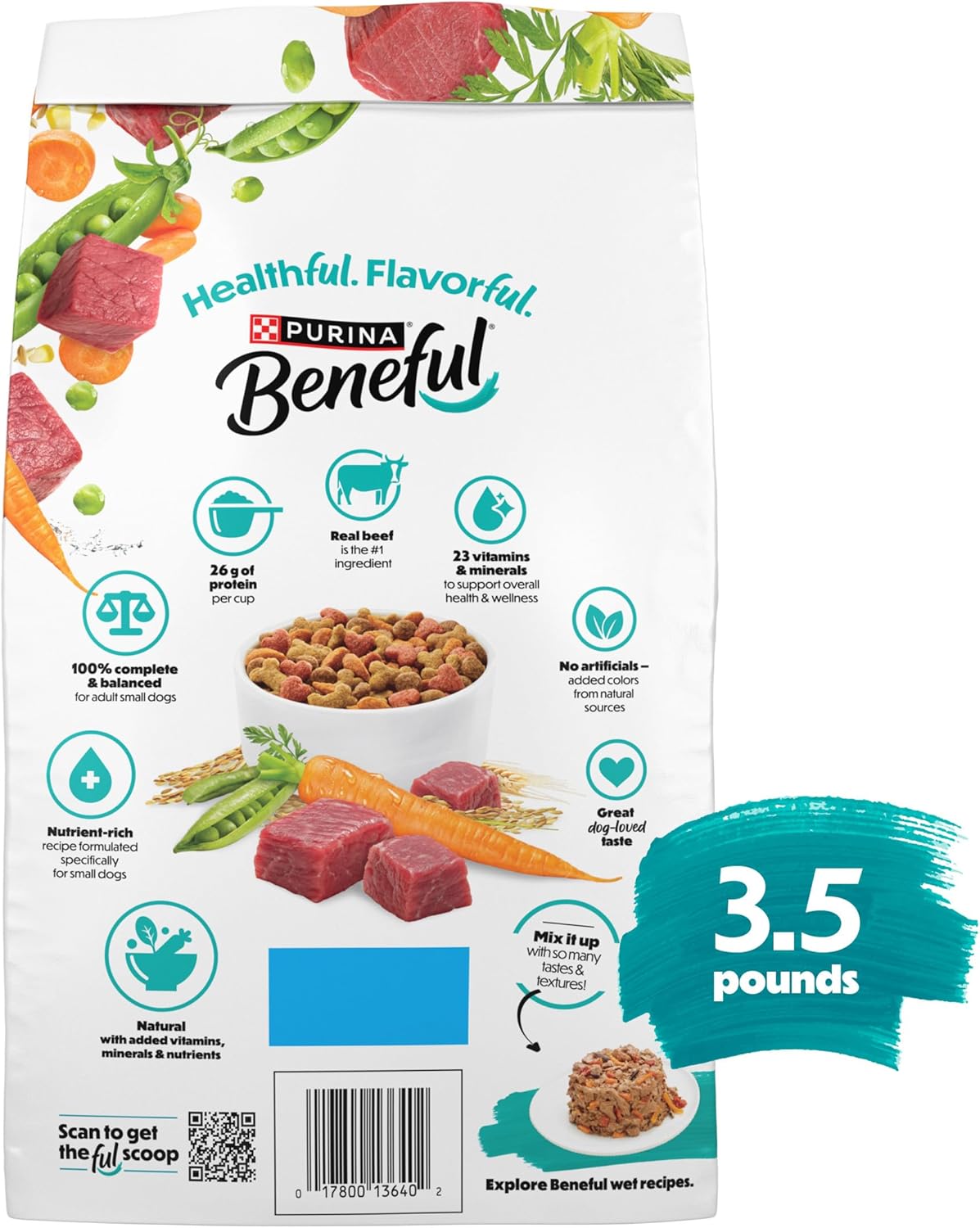 Purina Beneful Incredibites With Farm-Raised Beef Natural Small Breed Dry Dog Food With Added Vitamins, Minerals and Nutrients - (Pack of 4) 3.5 lb. Bags
