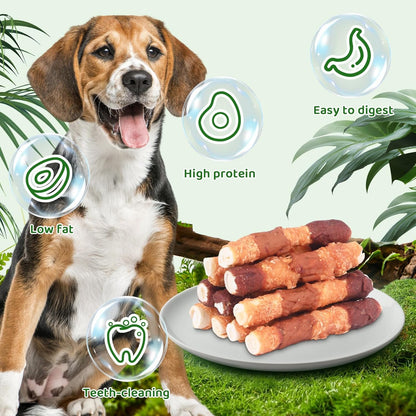 Triple-Flavor Rawhide Chews for Medium & Large Dogs - 5 Inch Chicken, Beef & Chicken Liver Dental Treats - Long Lasting Chew Sticks 227g/0.5lb