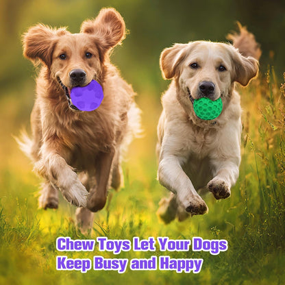 2 Pack Interactive Dog Toys for Aggressive Chewers, 3.15”Squeaky Balls for Dogs and 3.54” Treat Dispensing Dog Toys, Squeaky Dog Balls for Large Dogs,Treat Puzzle Toy,Indestructible Toy Ball