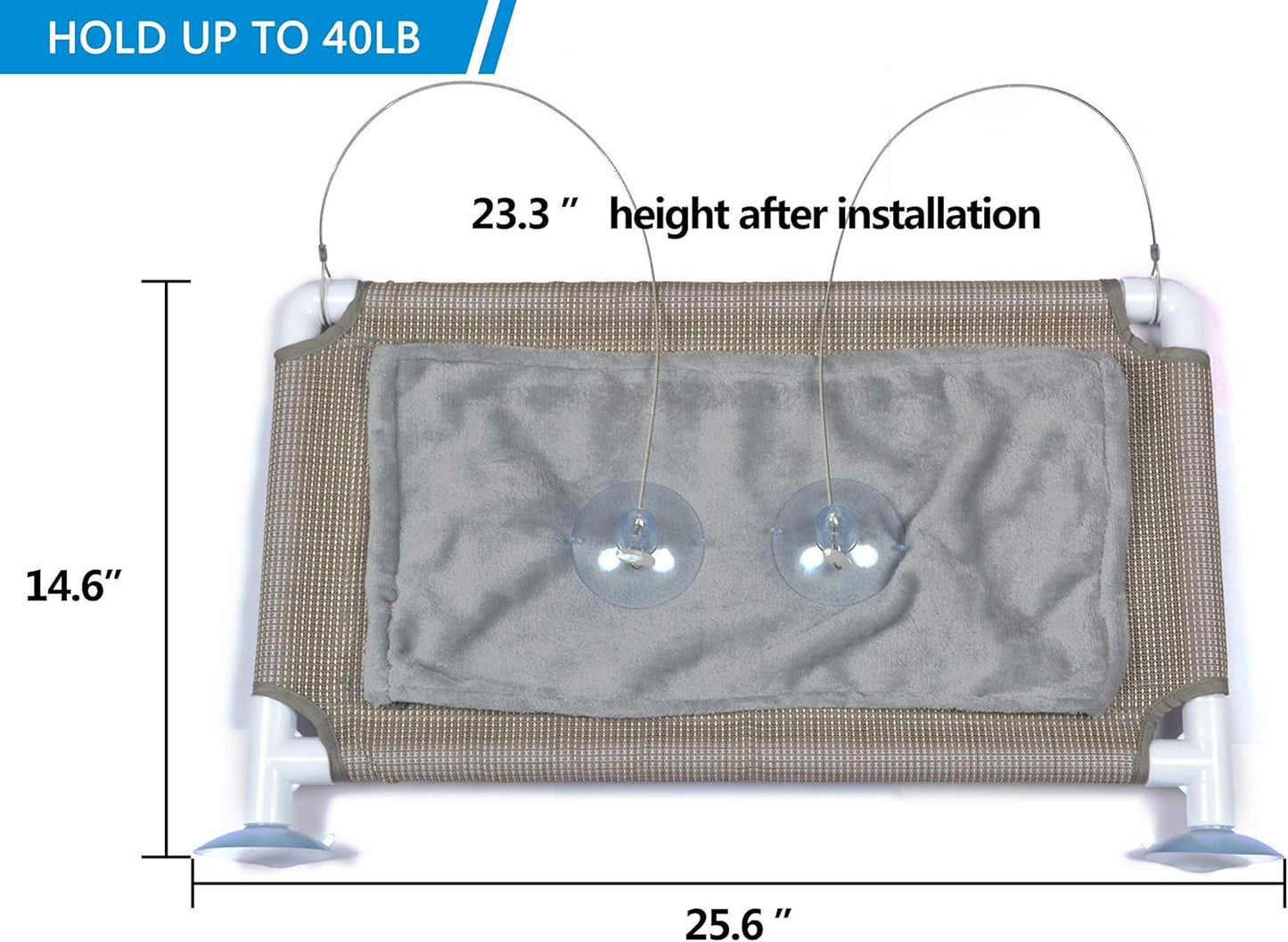 Cat Window Hammock – Mess-Free Waterproof Cats Window Perch for Large Cats, Strong Suction Cup Hammock with Flannel Cover, Indoor Cat Seat, Beige