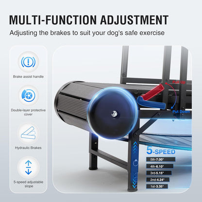 Dog Treadmill for Large/Medium Dogs, Adjustable Ramp Canine Running Slatmill Machine with Pedometer for Exercise & Healthy & Fit Pet Life