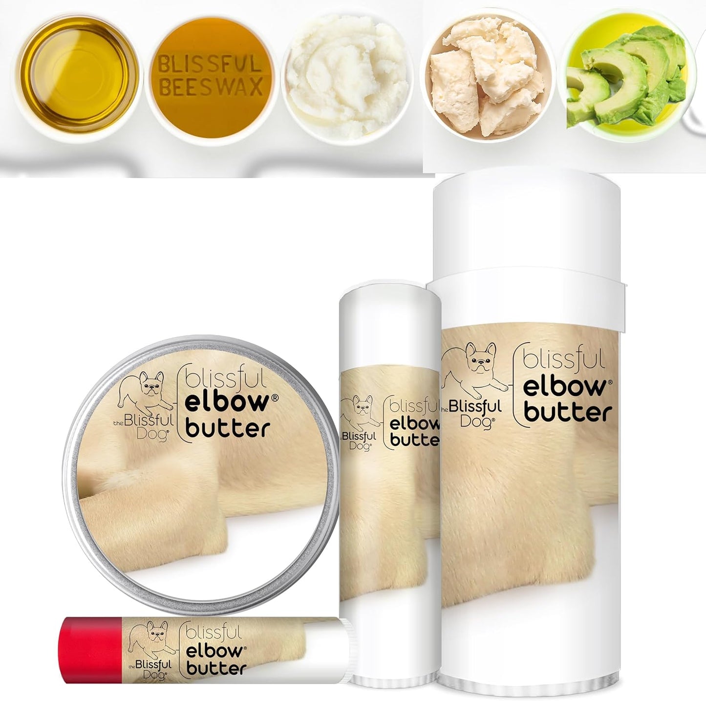 The Blissful Dog Elbow Butter for Dry, Cracked Calluses, Lick-Safe Dog Balm, Soothing Elbow Balm with Moisturizing Shea Butter, Almond, Olive, and Essential Oils, Pet Supplies, 1 oz. Tin