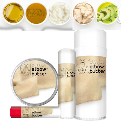 The Blissful Dog Elbow Butter for Dry, Cracked Calluses, Lick-Safe Dog Balm, Soothing Elbow Balm with Moisturizing Shea Butter, Almond, Olive, and Essential Oils, Pet Supplies, 1 oz. Tin