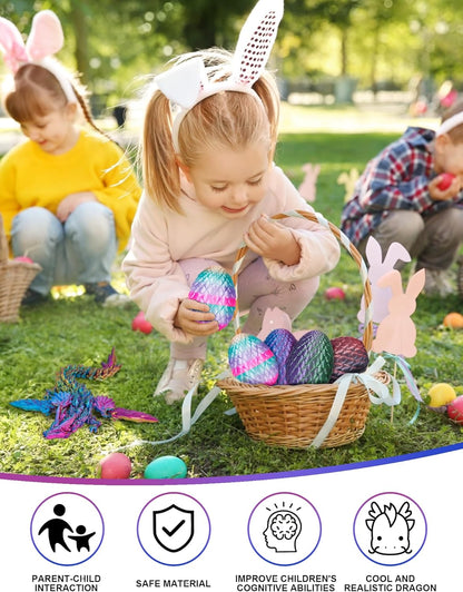 Cessfle 【2025 Updated 3D Printed Dragon Egg, Articulated Crystal 3D Printed Dragons with Wings, Cool Unique Birthday Gifts for Boys Kid Teen Adult, Dinosaur Eggs Fidget Toy