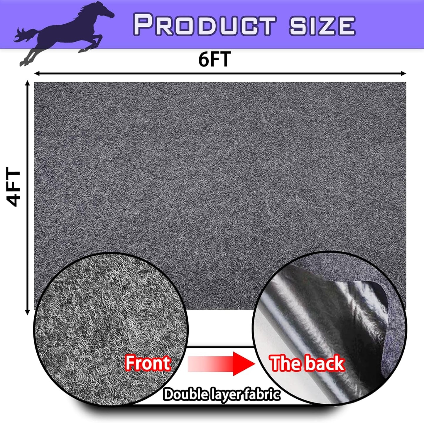 4×6ft Horse Stable Mat Lightweight Floor Mat, Non Slip Backing Floor Mat, Durable & Water Absorbent Stable Mats,Keep Floor Dry & Clean, Cuttable & Back Non-Slip Design Mat for Horses Livestock