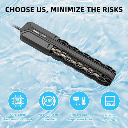 Aysoner Aquarium Heater for Fish Tank: 100W Adjustable Submersible Thermostat with Off-Water Protection & UL Certified Cord for 10-20 Gallons Fish Turtle Tank Enthusiasts