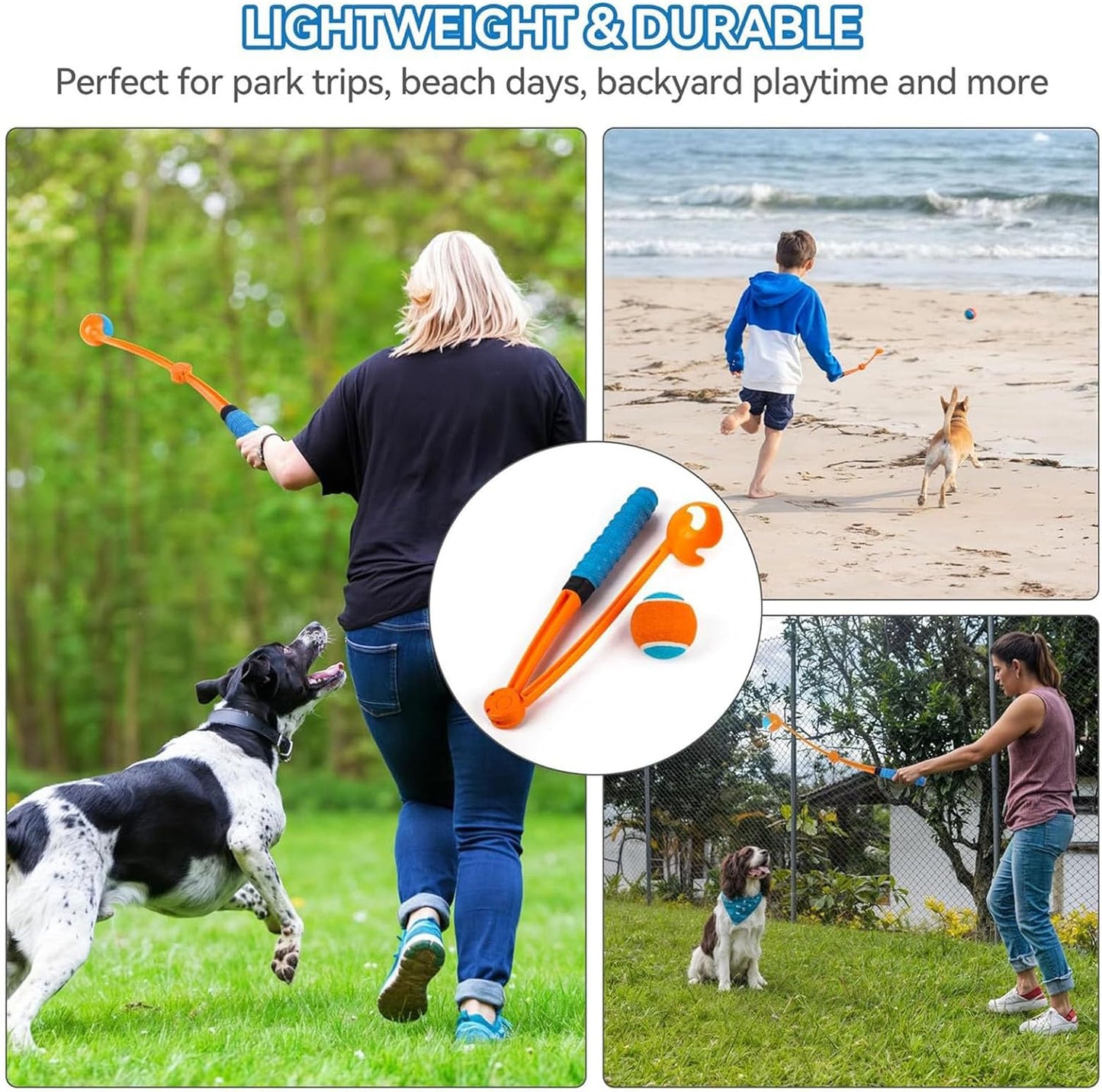 Retractable Dog with Bright Tennis Beads Grip for Long-Distance Throws – Portable Exercise Tool for All Breeds Easy Unsullied Dog Ball Starter