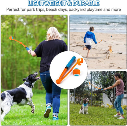 Retractable Dog with Bright Tennis Beads Grip for Long-Distance Throws – Portable Exercise Tool for All Breeds Easy Unsullied Dog Ball Starter