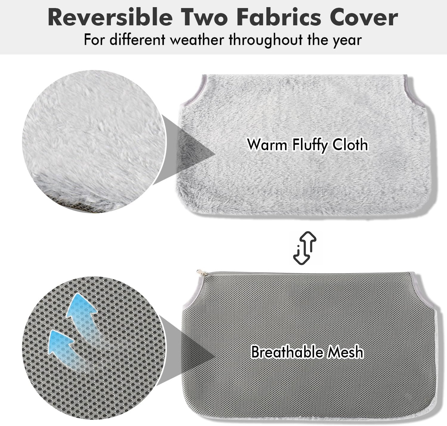 AMOSIJOY Cordless Cat Window Perch, Cat Hammock for Wall with 4 Suction Cups, Solid Metal Frame and Reversible Cover, Foldable Cat Beds for Indoor Cats