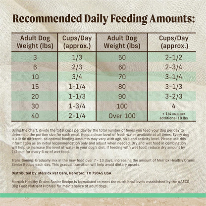 Merrick Healthy Grains Premium Dry Dog Food, Wholesome and Natural Dry Chicken Kibble, Senior Recipe - 25.0 lb. Bag