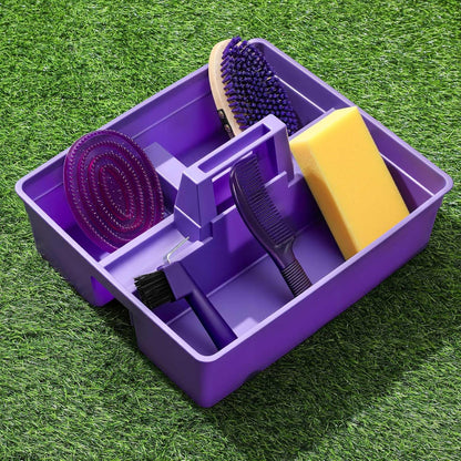 Abbylike 6 Pieces Horse Grooming Tote Kit Plastic Storage Grooming Bag for Horses Durable Tote Tack Box Organizer with Handle Horse Brush Sets Cleaning Caddy Supplies (Purple)