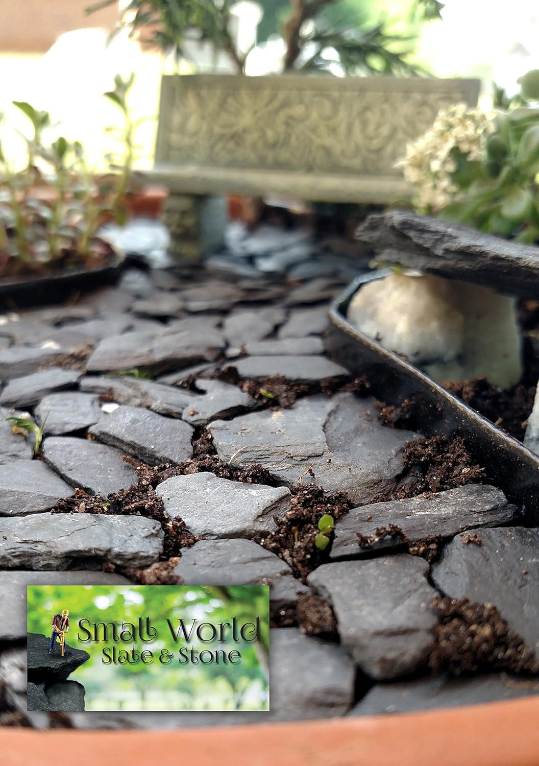 Natural Slate Stone -1/2 to 1 inch. Perfect Size for Miniature or Fairy Gardens, Aquariums, Reptiles, Terrariums, Model Railroads, Dioramas & Wargaming (1lb Grey)