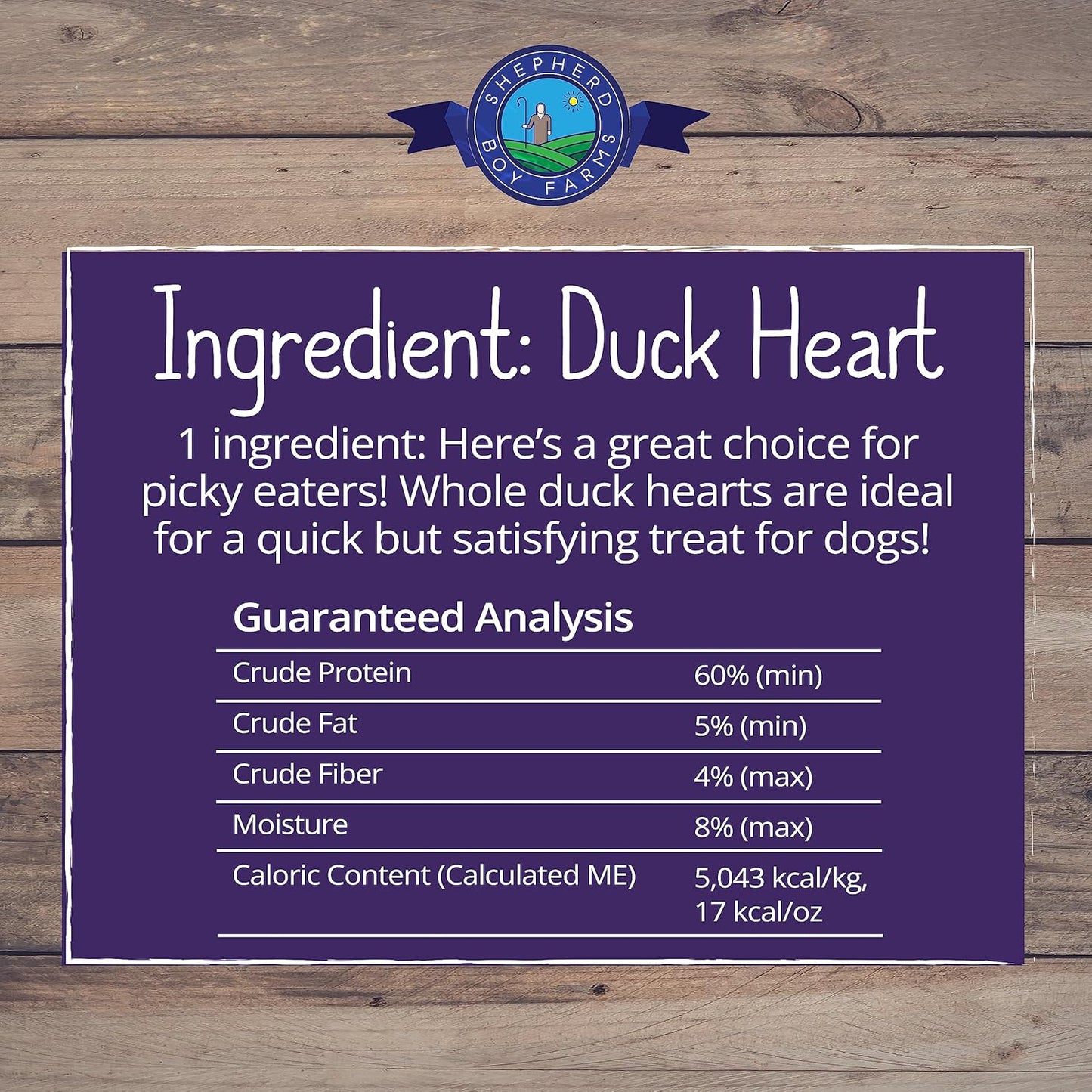 Shepherd Boy Farms Freeze Dried Dog and Cat Treats, Duck Heart, All Natural Freeze-Dried Dog Treat & Snack, Made in USA, High in Protein, Essential Nutrition of Raw Food, Single Ingredient 3oz