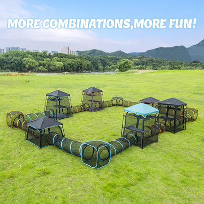 Extra Large Catio Outdoor Cat Enclosure 2-Tier Cat Tent for Patio, Balcony, Indoor & Outdoor, Foldable Cat Playpen with 3 Doors, Weatherproof Sunproof with Fashionable carrybag（Patented）