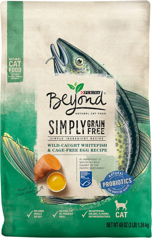Purina Beyond Natural Grain Free Dry Cat Food Whitefish and Egg Recipe with Added Vitamins, Minerals and Nutrients - 3 lb. Bag
