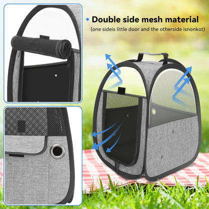 Akinerri Birds Travel Carrier, Small Bird Travel Bag, Transparent Breathable Travel Cage Bird Parrot Carrier, Include Perch and Bottom Tray