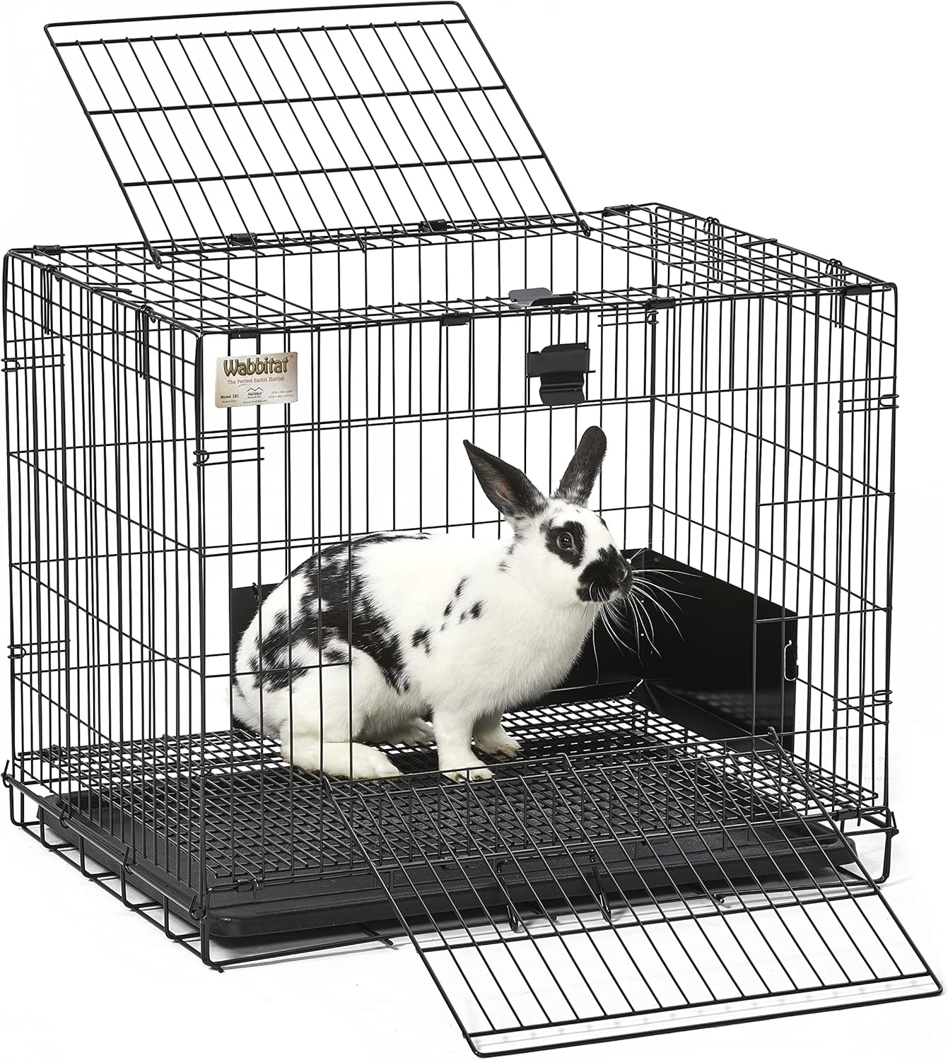 MidWest Homes for Pets Small Wabbitat Rabbit Cage, Grid Mesh Floor, Removable Tray, Top & Front Door Access, Rust Resistant Finish, No Tools Required