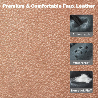 2 and 1 Center Console Dog Car Seat & Carrier for Small Dogs, Large Leather Dog Car Bed with Storage Pocket, Waterproof PVC Leather Seat Travel Bed for Front & Back Seat, Clip-On Safety Leash