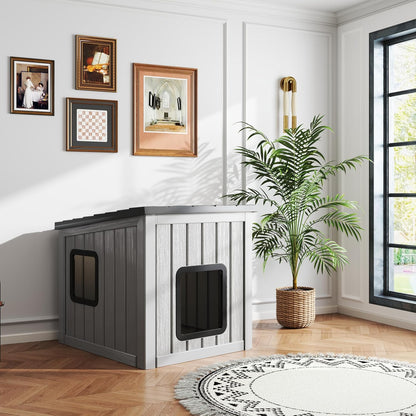 KAMABOKO Outdoor Cat Shelter Weatherproof PP Plastic Cat House for Winter, Insulated Cat Condo for Feral and Outdoor Cats with Waterproof Flat Base for Porch, Backyard, Black