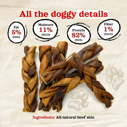Natural Farm Odor Free Braided Collagen Chews for Dogs (12 Inch, 12 Pack), Collagen Sticks, Natural Dog Chews, Long Lasting, for Small, Medium and Large Dogs, Odor-Free, Rawhide Alternative