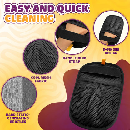 Pet Hair Removal Glove, Newly Upgraded 5-Finger Electrostatic Pet Hair Remover Glove, Reusable Cat & Dog Fur Removal Mitt, Magic Gloves for Furniture, Couch, Car, Laundry Lint Tool (1pcs)