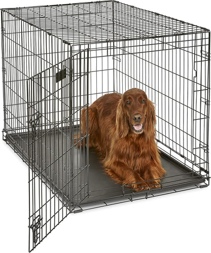 MidWest Homes for Pets 42-Inch iCrate Folding Dog Crate with Divider Panel, Leak-Proof Tray & Secure Latches – Metal Wire Kennel for Large Breeds – Portable, Durable & Easy to Assemble