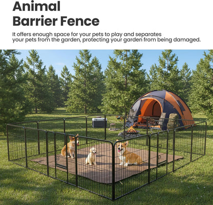 Dog Playpen, 40 Inch 16 Panels Dog Fence for Small/Medium/Large Dogs Puppy/Indoor & Outdoor Bliss, Perfect Dog Pen for Camping, Yard, RV, Garden Fence, Black