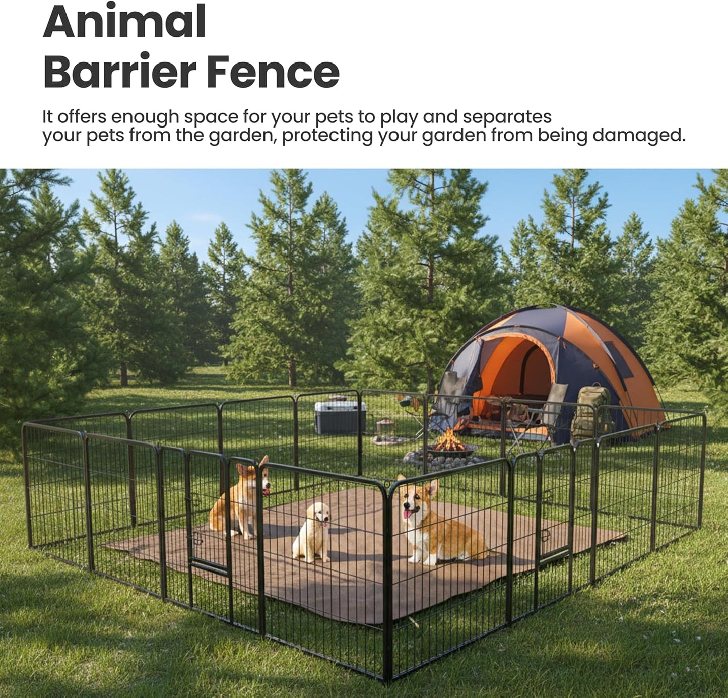 Dog Playpen, 40 Inch 16 Panels Dog Fence for Small/Medium/Large Dogs Puppy/Indoor & Outdoor Bliss, Perfect Dog Pen for Camping, Yard, RV, Garden Fence, Black