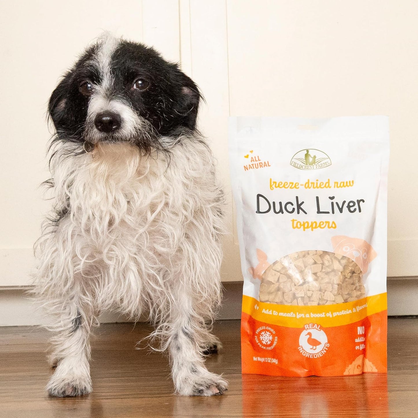 Fieldcrest Farms Duck Liver Toppers – Freeze-Dried Raw Single Ingredient Dog Food Topper, High Protein, All-Natural & Grain-Free, 12 oz.