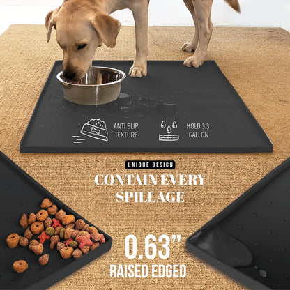 AVERYDAY 3-in-1 Slow Feeder Dog Bowls and 32x24'' Silicone Dog Mat Bundle