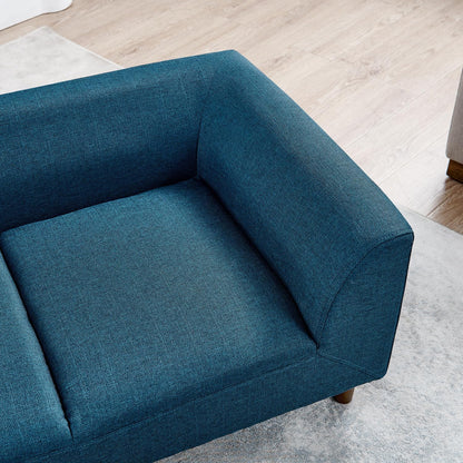 39" Dog Couch Bed, Comy Linen Fabric Pet Sofa with Backrest and Armrests, Elevated Dog Chair with Wooden Legs for Dogs and Cats, Easy to Clean (Blue)