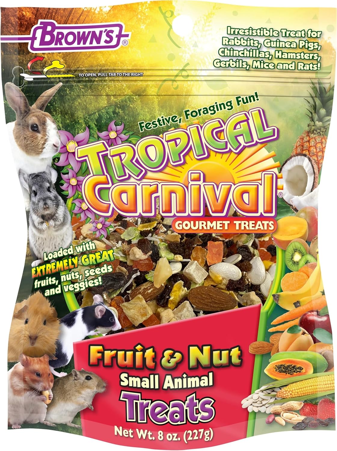 Tropical Carnival Brown's Gourmet Small Animal Treat Bundle | Rabbits, Guinea Pigs, Hamsters, Gerbils, Chinchillas, Pet Mice. Four Varieties