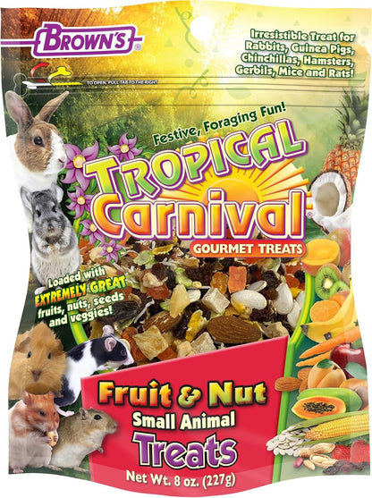 Tropical Carnival Brown's Gourmet Small Animal Treat Bundle | Rabbits, Guinea Pigs, Hamsters, Gerbils, Chinchillas, Pet Mice. Four Varieties