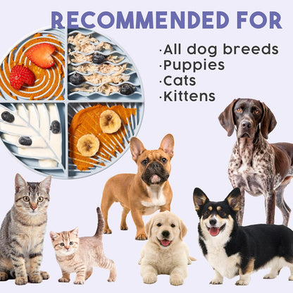 Awoo Paradise - Silicone Dog & Cat Lick Mat and Slow Feeder with Suction Cups - Non-Slip, Dishwasher Safe Pet Dish - Extends Mealtime for Fast Eaters and Reduces Anxiety - For Wet & Dry Food (Fuschia)