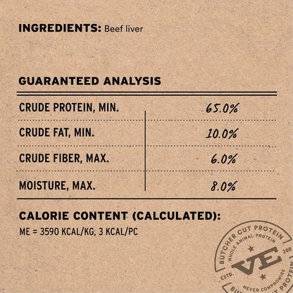 Vital Essentials Single Ingredient Beef Liver Dog Treats, 2.1 oz | Freeze-Dried Raw | Premium Quality High Protein Training Treats | Grain Free, Gluten Free, Filler Free