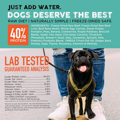 Nature's Diet Simply Raw Freeze-Dried Whole Food Meal - Makes 18 Lbs Fresh Food with Muscle, Organ, Bone Broth, Whole Egg, Superfoods, Fish Oil Omega 3, 6, 9, Probiotics & Prebiotics (Beef)