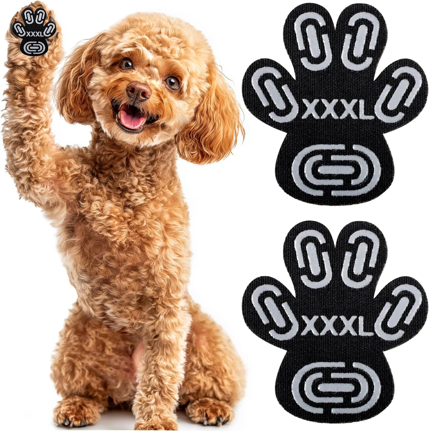 Dapaw Dog Paw Protector Pads, Anti-Slip Paw Grip for Senior & Injured Dogs on Hardwood & Tile Floors, Paw Stickers for Hot Pavement with Strong Traction (5 Sets, 20 Pcs) XXXL