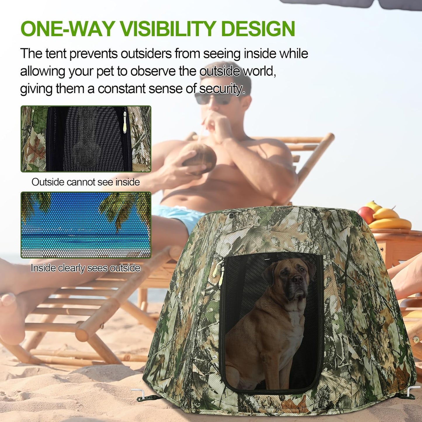 Dog Tent for Medium & Large Dogs, Pop Up Dog Playpen, Waterproof Pet Tent with Zipper & Ground Spike, Portable Pet Playpen for Camping Beach Outdoor/Indoor (Size L)