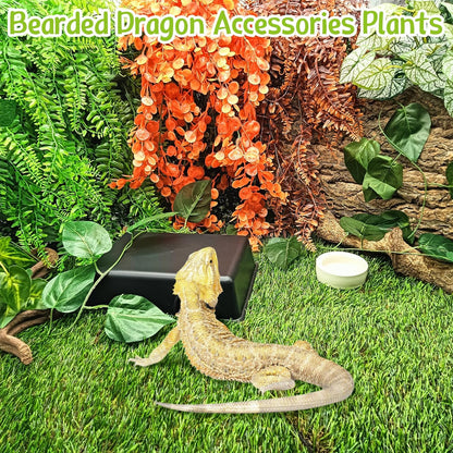Hamiledyi Reptile Hideouts Natural Coconut Shells Hut Hermit Crab Climbing Toys and Tank Habitat Decorations 2 PCS Terrarium Hanging Plants for Lizard, Snake, Bearded Dragon, Leopard Gecko, Chameleon